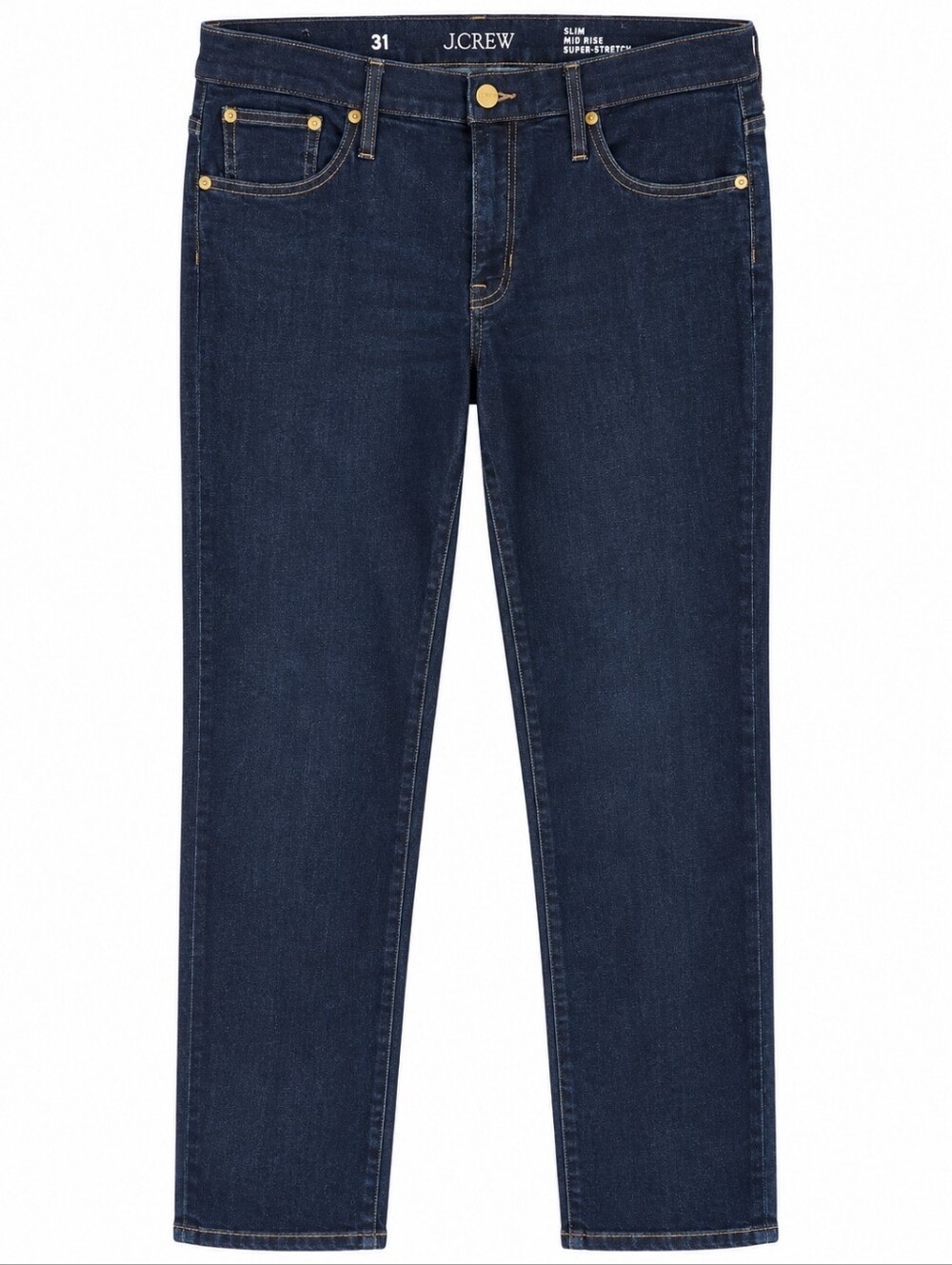 J.CREW Jeans Womens 31 Slim Mid-Rise Super-Stretch Dark Wash Blue Denim Crop